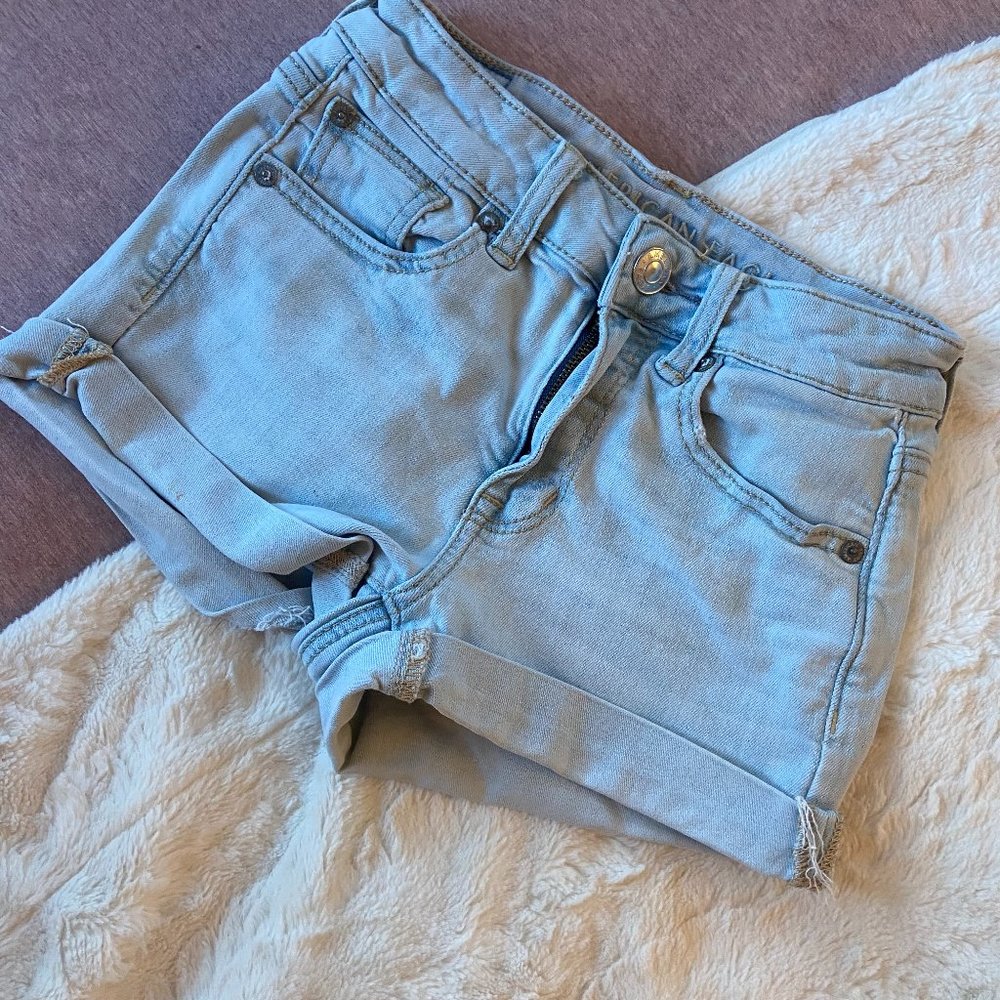 Pacsun Light Wash Denim Next Level Stretch Shorts